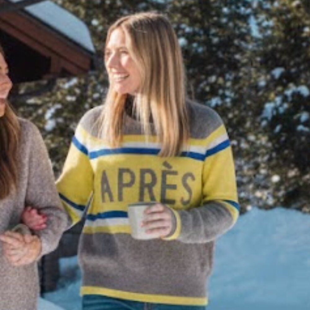 White + Warren Cashmere sweater in lime combo